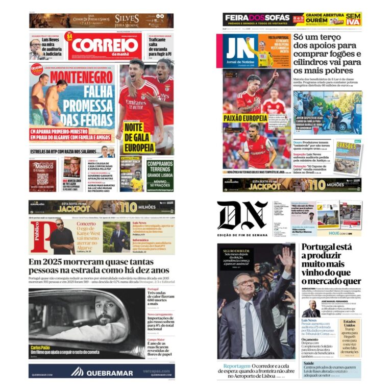 Capas dos principais jornais nacionais
