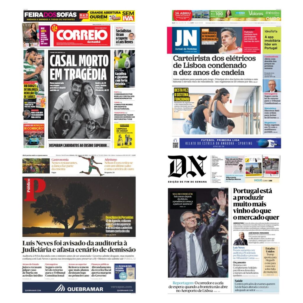 Capas dos principais jornais nacionais