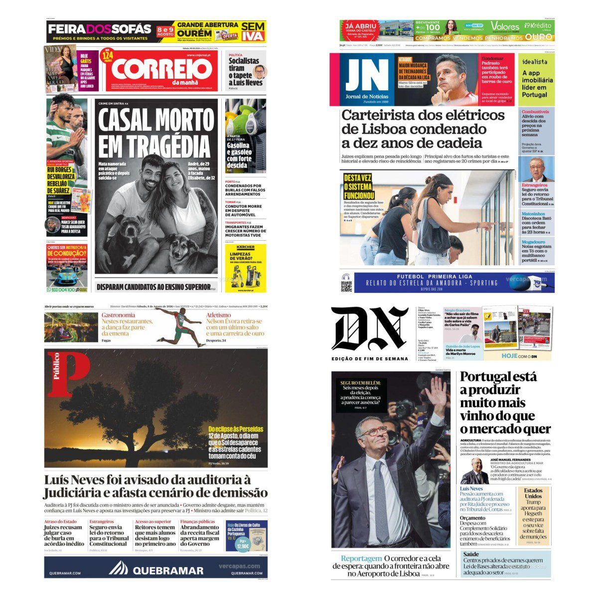 Capas dos principais jornais nacionais